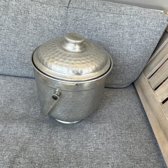 VINTAGE NASCO ITALY HAMMERED ALUMINUM ICE BUCKET BALE HANDLE MCM RETRO - Picture 3 of 8